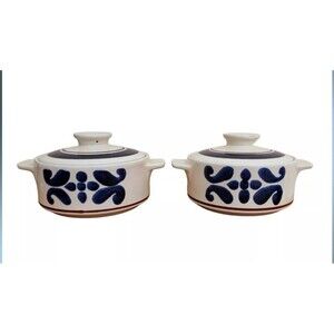 Set of 2 ~ Personal Casserole Dishes Bowls Stoneware Lidded National Silver Co